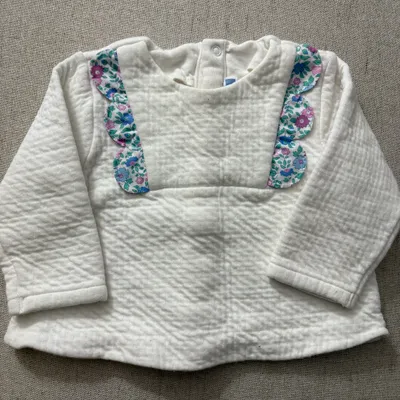 🌸 Haut Jacadi matelassé - Détails Liberty - 12 mois